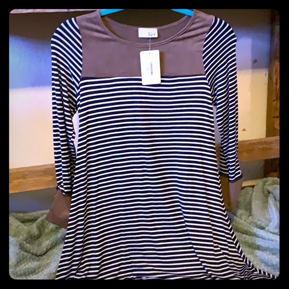 Striped and suede tunic